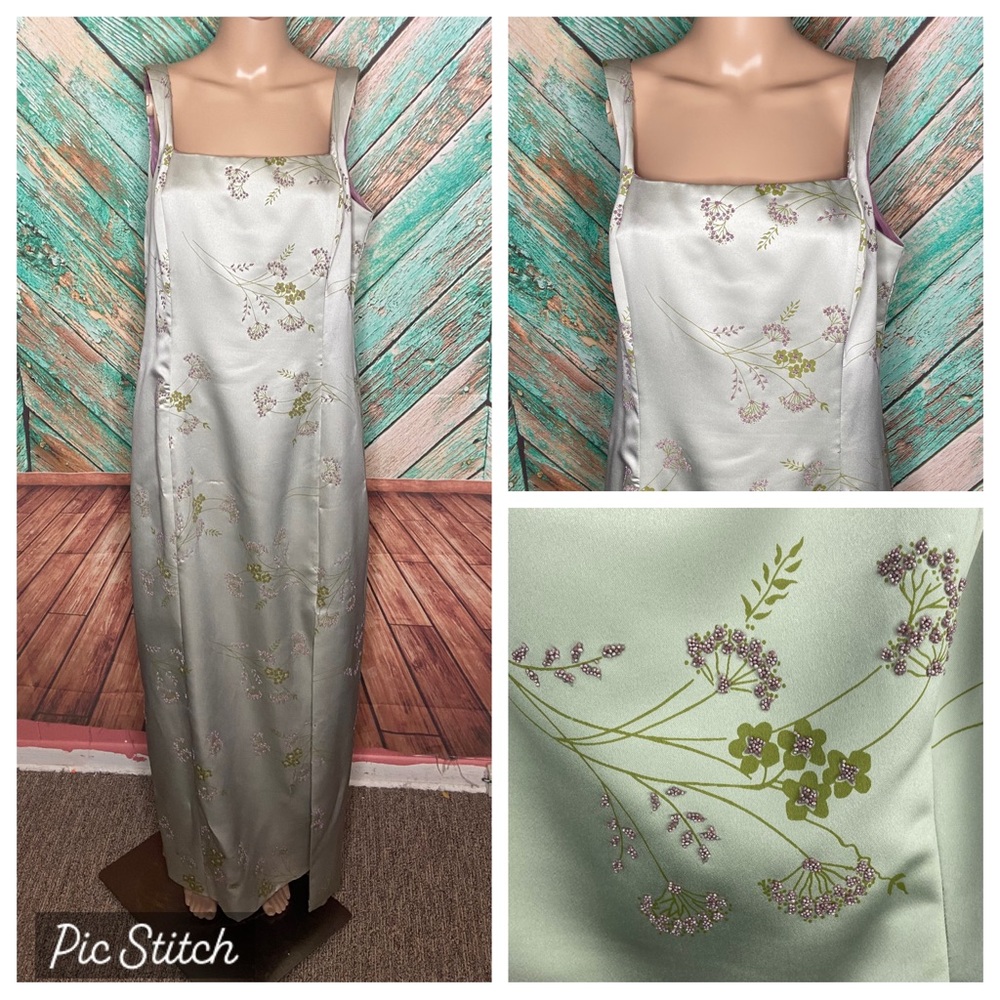Jeffrey & Dara By Tom Barra Mint Green Beaded Polyester Beaded Formal Dress